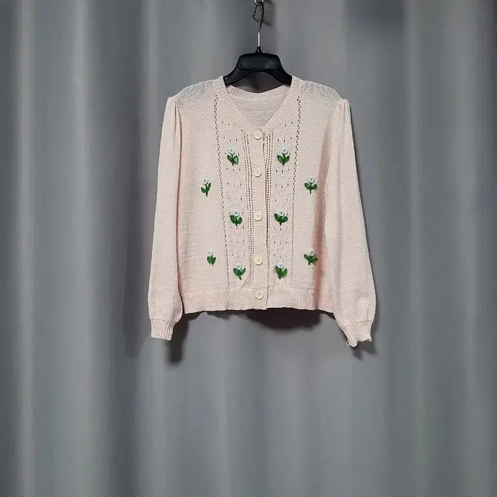 [BUNJANG] Embroidered Pearl Cardigan / 꽃자수 펄 가디건