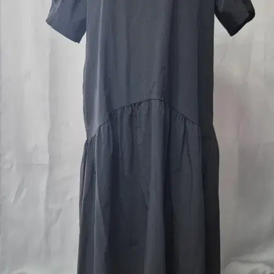 [BUNJANG] Black Puff Short Sleeve Long Dress / 블랙 퍼프 반팔 롱 원피스