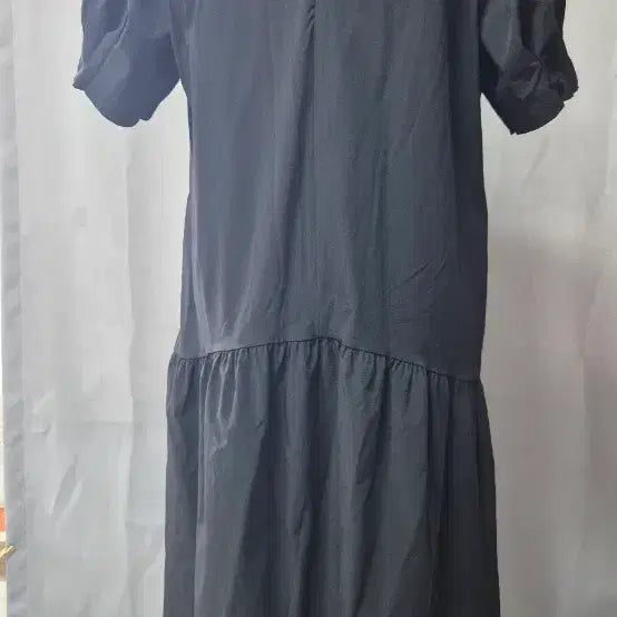 [BUNJANG] Black Puff Short Sleeve Long Dress / 블랙 퍼프 반팔 롱 원피스