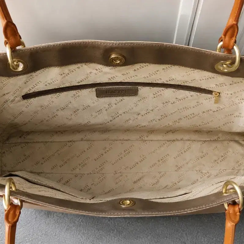 [BUNJANG] Hazzys Logo Pattern Leather Tote Bag with Detachable Strap / 헤지스 가방-정품