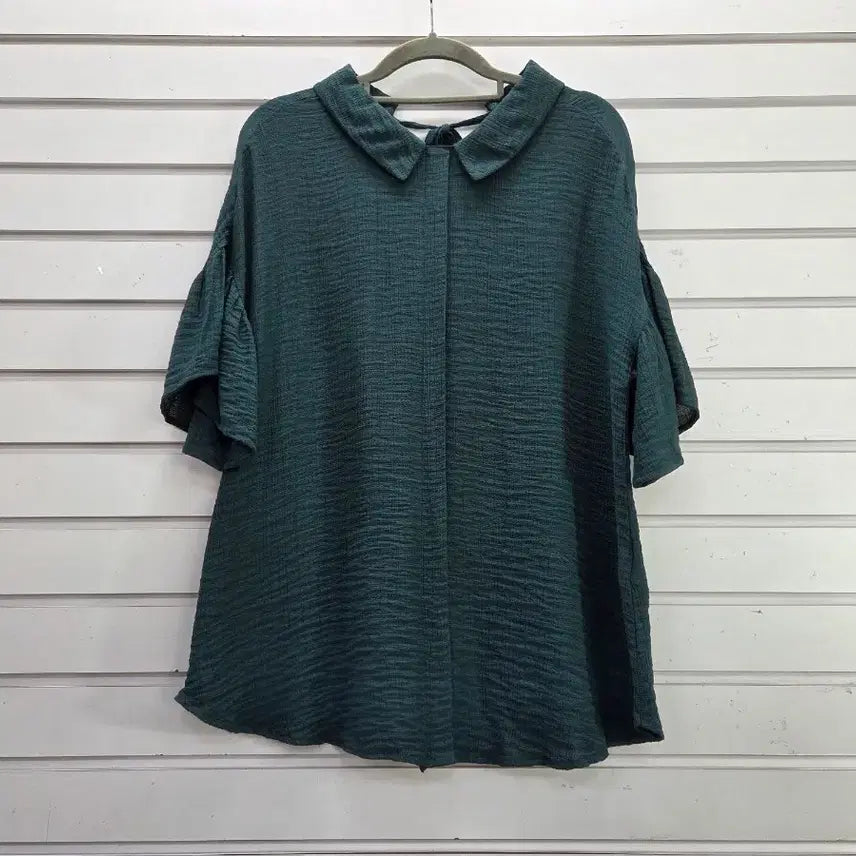 [BUNJANG] Green Front Tie Detail Blouse Size 66 / 그린 앞끈장식 블라우스 66/보물찾기천사
