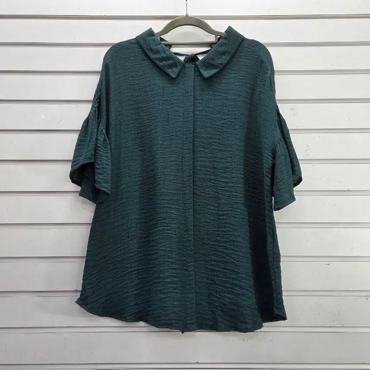 [BUNJANG] Green Front Tie Detail Blouse Size 66 / 그린 앞끈장식 블라우스 66/보물찾기천사