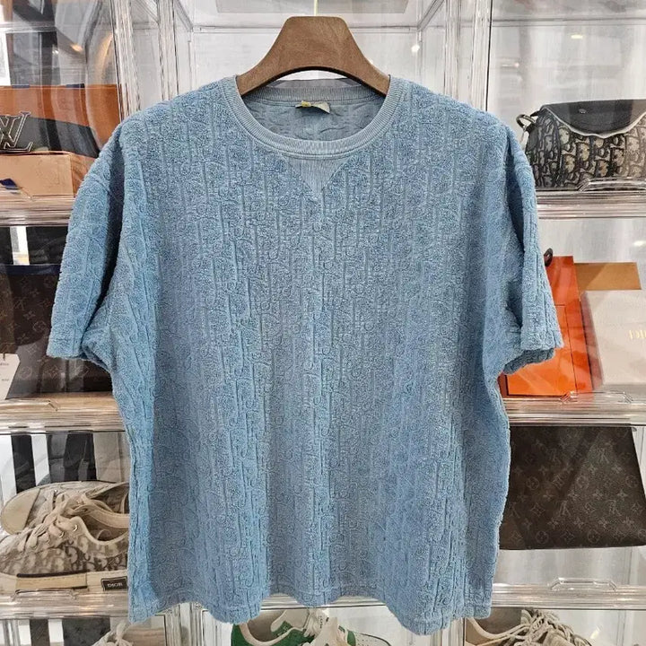 [BUNJANG] Dior Oblique Terry T-Shirt Blue XL / [정품/신형/XL사이즈] 디올 오블리크 테리 반팔티셔츠 블루 하늘색