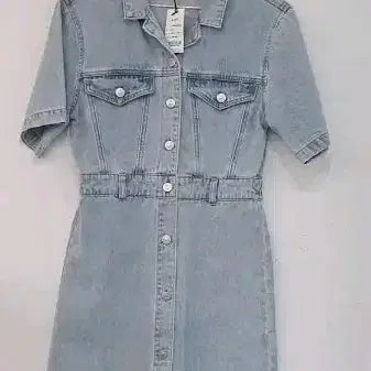 [BUNJANG] List Denim Shirt Dress (Light Blue, LL) / 리스트 데님 청원피스 (새제품)