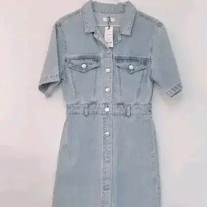 [BUNJANG] List Denim Shirt Dress (Light Blue, LL) / 리스트 데님 청원피스 (새제품)