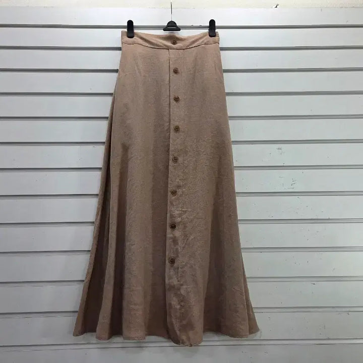 [BUNJANG] Beige Button Detail Banding Long Skirt / 베이지 단추장식 밴딩 롱스커트 55/보물찾기천사