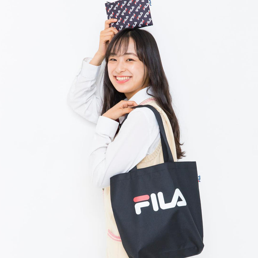 [BUNJANG] FILA Eco Bag Tote Bag Pouch Set Navy Black / FILA 휠라 필라 폴리부직포 에코백 토트백 파우치 세트SET 네이비블랙