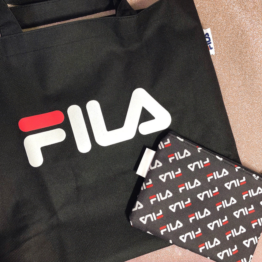 [BUNJANG] FILA Eco Bag Tote Bag Pouch Set Navy Black / FILA 휠라 필라 폴리부직포 에코백 토트백 파우치 세트SET 네이비블랙