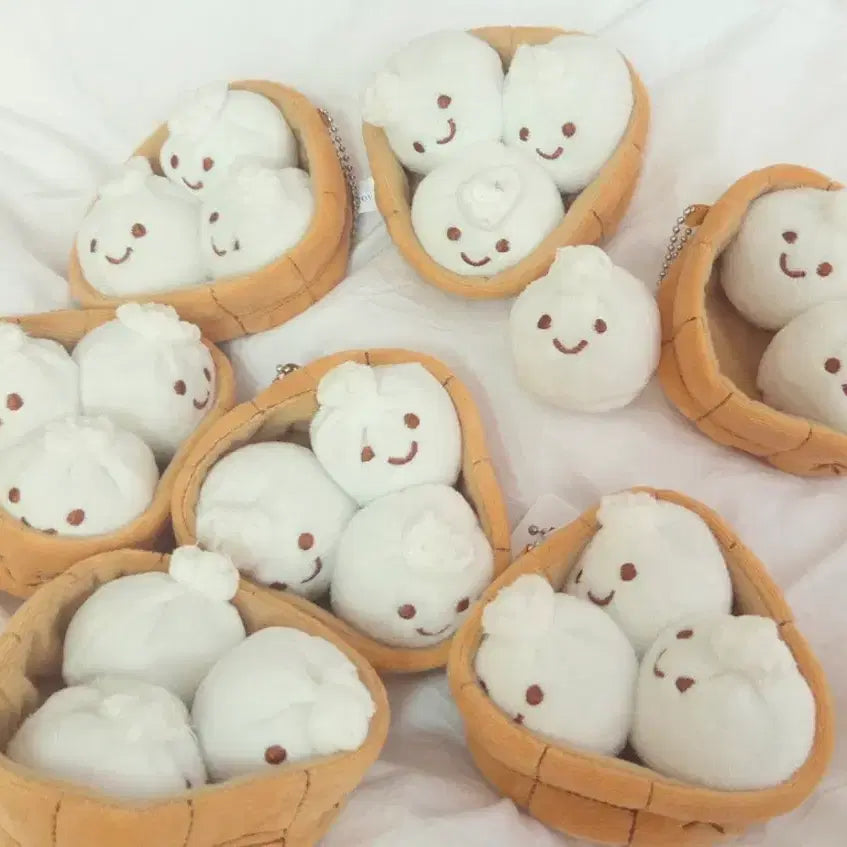 [BUNJANG] Squeaky Dumpling 3 Siblings Doll Keychain / 찍찍이 물만두 만두알 3형제 인형 키링