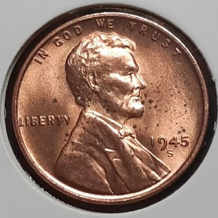 [BUNJANG] 1945 Lincoln Cent US Coin (Uncirculated) / 미국 미사용 1945년S 링컨 1센트.외국주화 주화 화폐 동전