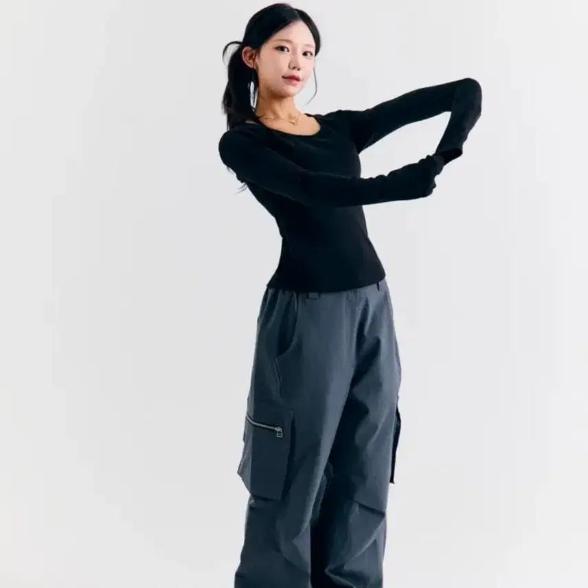 [BUNJANG] Robell Ribbed Round Long Sleeve T-Shirt / 로빌 RV 골지 라운드 긴팔티