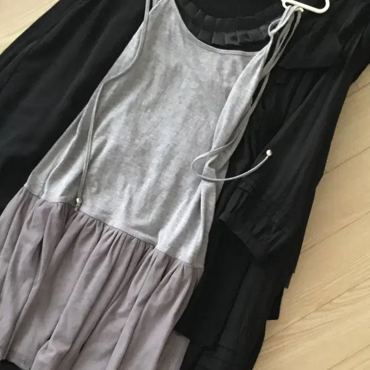 [BUNJANG] Japanese Vintage Layered Sheer Naci Dress / 일본빈티지 샤 레이어드 나시 원피스 캉캉 모리걸