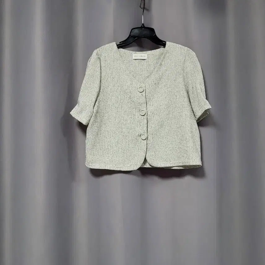 [BUNJANG] STUDIO WHITE Tweed Short Sleeve Jacket / STUDIO WHITE 트위드 반팔 자켓