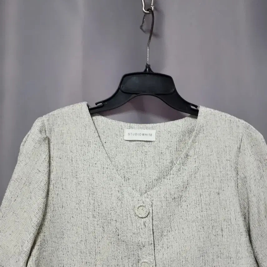 [BUNJANG] STUDIO WHITE Tweed Short Sleeve Jacket / STUDIO WHITE 트위드 반팔 자켓