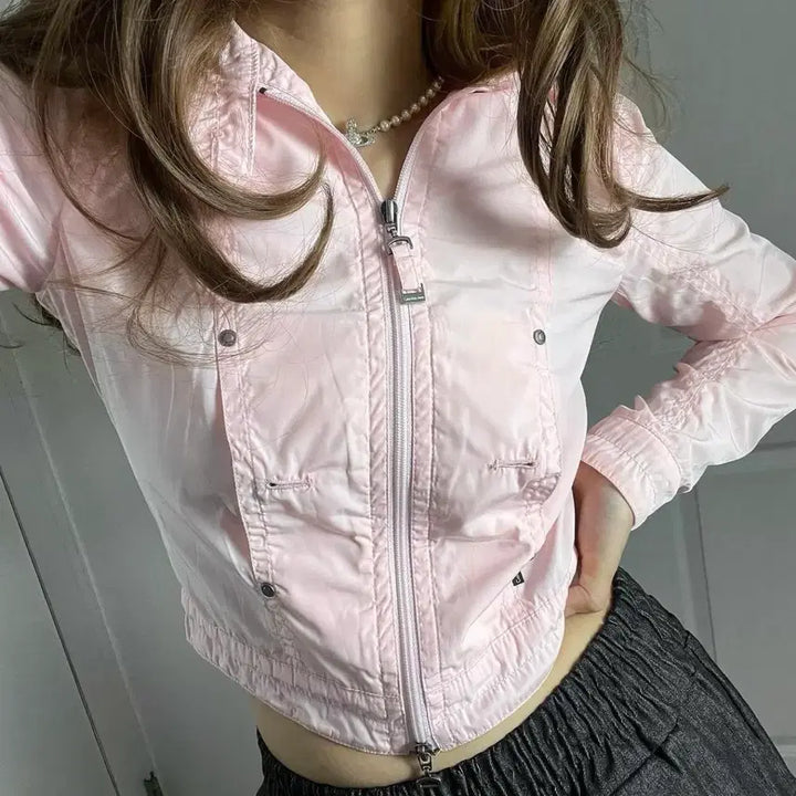 [BUNJANG] Vintage Calvin Klein Pink Windbreaker Jacket / 빈티지 캘빈클라인 핑크 바람막이 자켓 라이더 아디다스 베이비베어