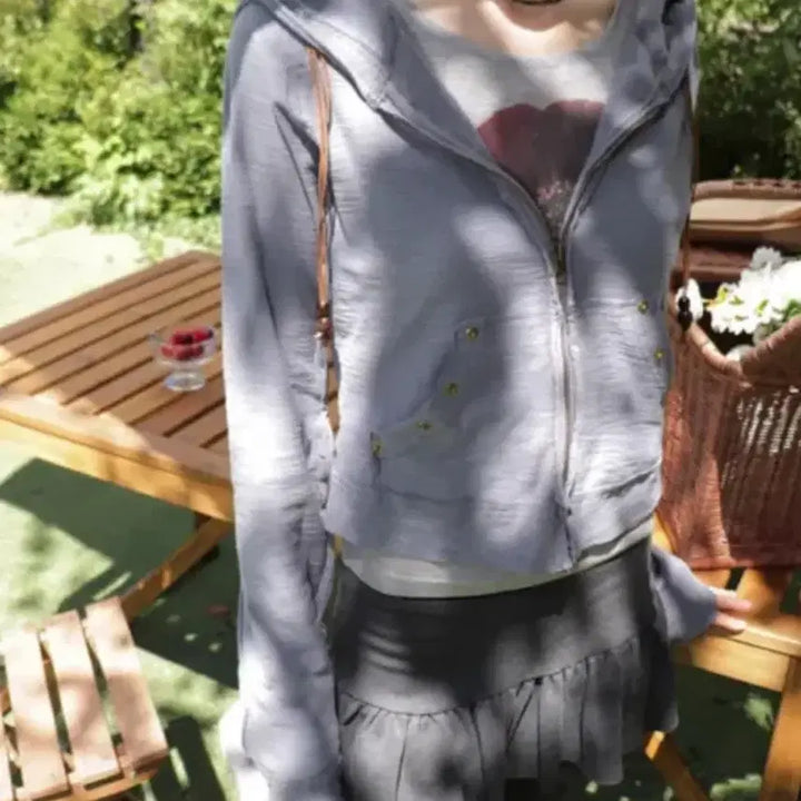 [BUNJANG] Wonder Wonder Codi Set - Cropped Hood Zip-up &amp; Lace Frill Bootcut Leggings Skirt Pants / 원더원더 코디세트