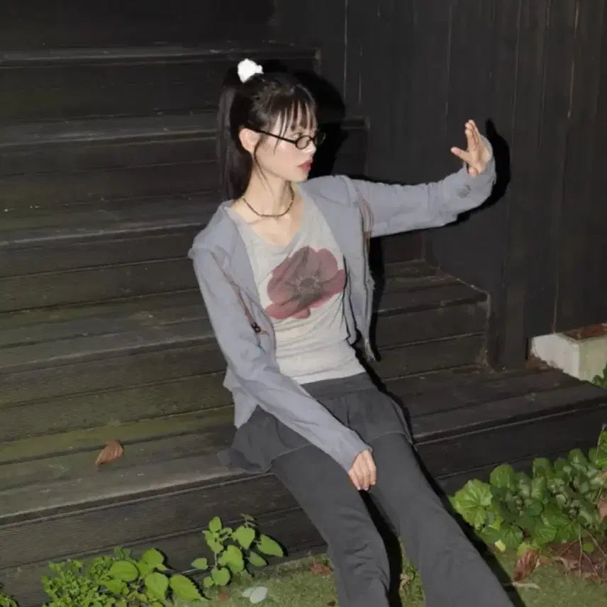 [BUNJANG] Wonder Wonder Codi Set - Cropped Hood Zip-up &amp; Lace Frill Bootcut Leggings Skirt Pants / 원더원더 코디세트