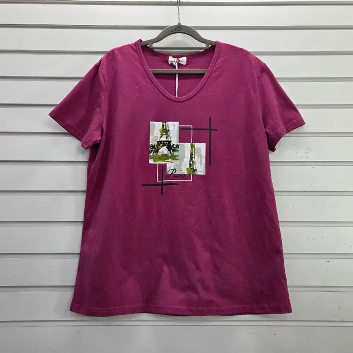 [BUNJANG] Purple Print Cotton T-Shirt Women&