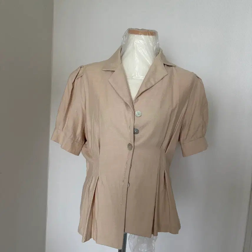 [BUNJANG] Beige Short-Sleeve Blouse / 베이지 반팔 블라우스