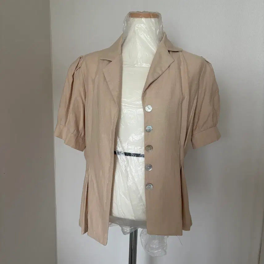 [BUNJANG] Beige Short-Sleeve Blouse / 베이지 반팔 블라우스