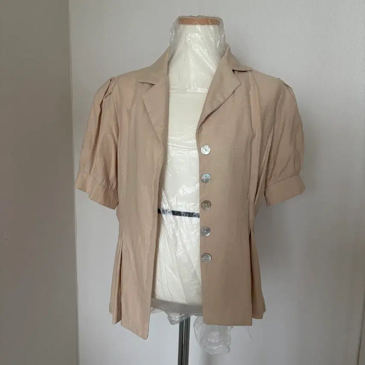 [BUNJANG] Beige Short-Sleeve Blouse / 베이지 반팔 블라우스