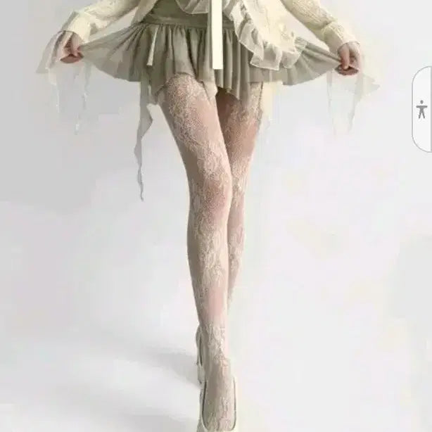 [BUNJANG] Ivory Lace Pattern Stockings / 레이스 패턴 스타킹 아이보리