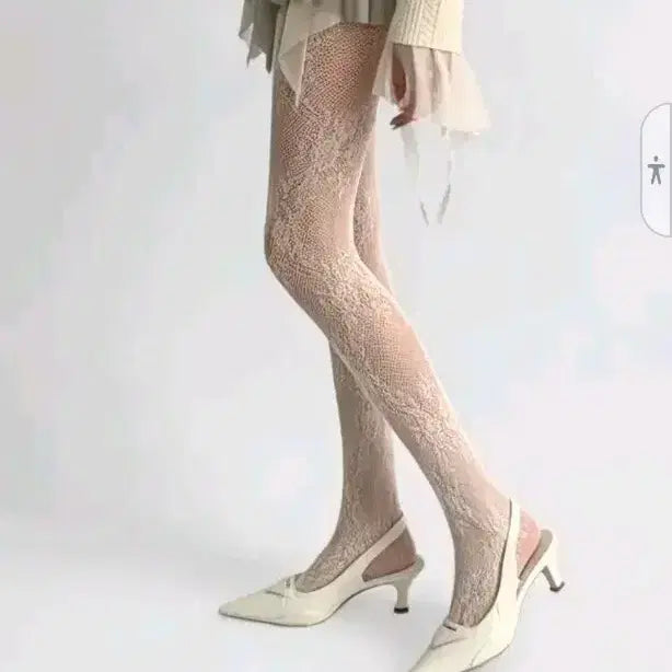 [BUNJANG] Ivory Lace Pattern Stockings / 레이스 패턴 스타킹 아이보리