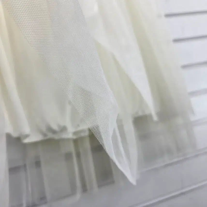[BUNJANG] Ivory Tulle Elastic Waist Long Skirt Size 55 / 아이보리 샤 밴딩 롱스커트 55/보물찾기천사