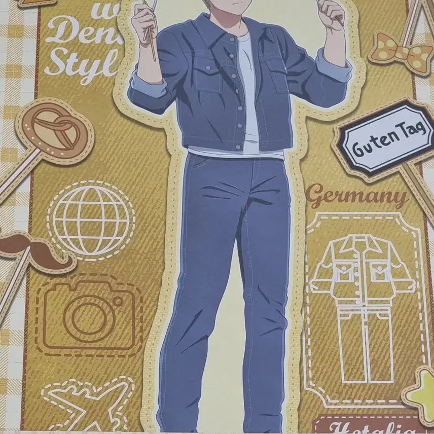 [BUNJANG] Hetalia World Stars Denim Style Art Board / 헤타리아 Greetings with Denim Style 독일 아트보드
