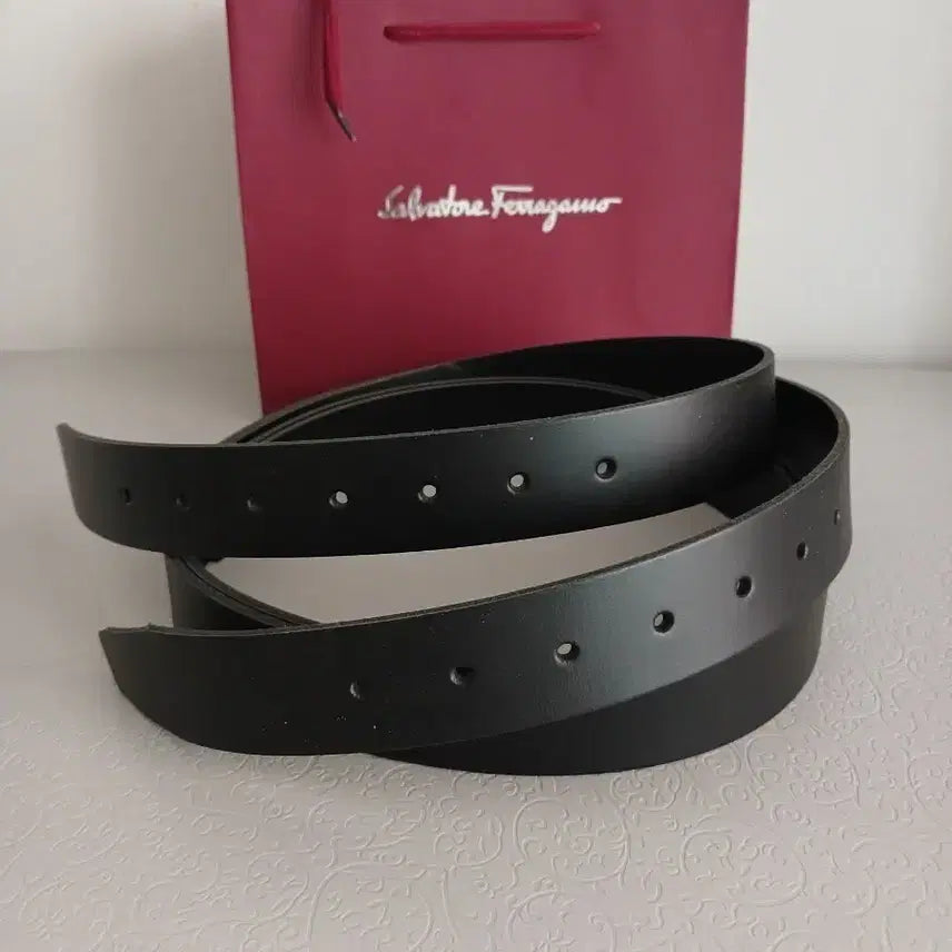 [BUNJANG] Full Grain Leather Belt Strap - Black, 3.5cm Width / 통가죽벨트 불랙 가죽 벨트 교체용 스트랩 (가죽 띠)