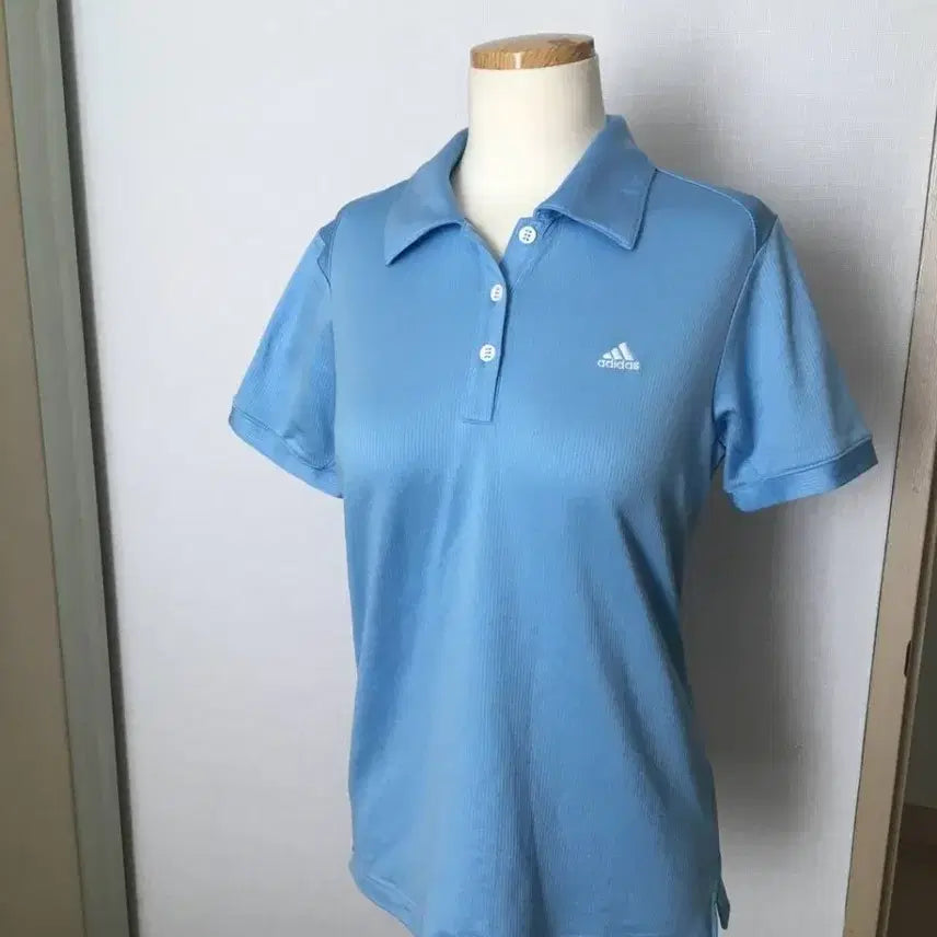 [BUNJANG] Vintage Adidas Sky Blue Collar T-Shirt / 일본빈티지 하늘색 소라 블루 아디다스 카라티 핀터깔