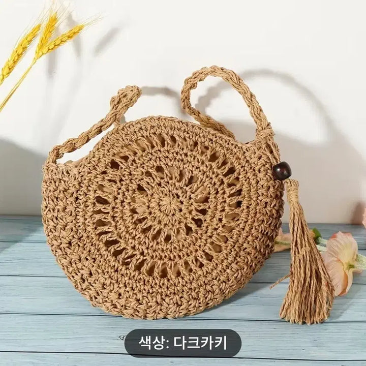 [BUNJANG] Rattan Round Crossbody Bag / 라탄 원형 크로스백.새상품