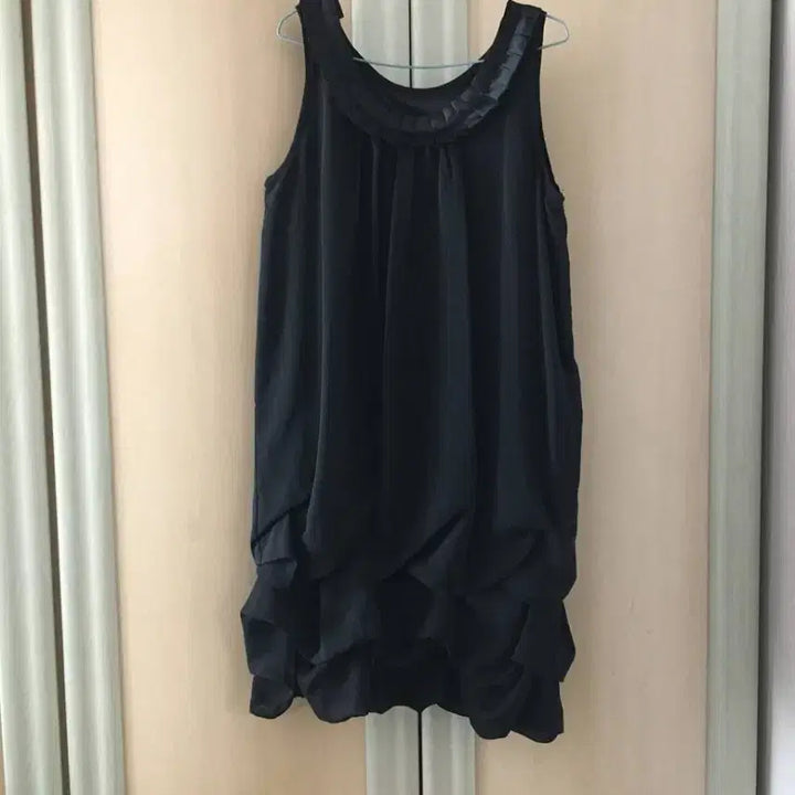 [BUNJANG] Vintage Japanese Black Chiffon Layered Sleeveless Dress / 일본빈티지 퍼프 블랙 쉬폰 레이어드 민소매 원피스 아방가르드