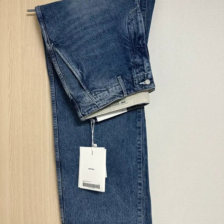 [BUNJANG] Pottery One Washed Wide Denim Mid Blue Size 2 / 포터리 원워시드 와이드 데님 미드블루 사이즈2