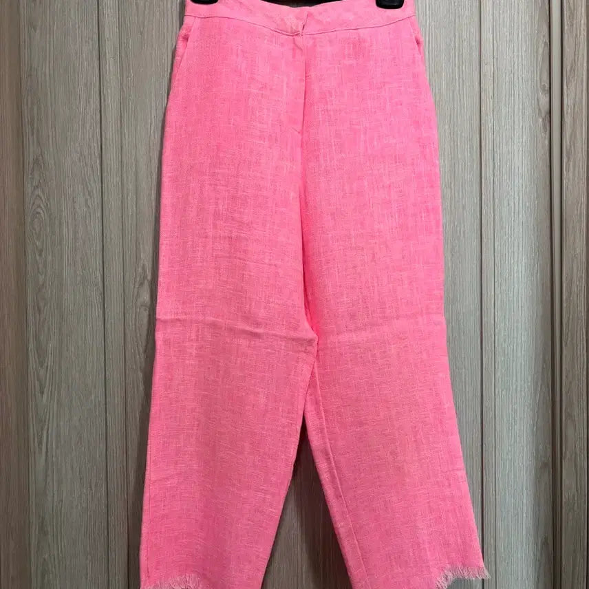 [BUNJANG] Pink Linen Cut-Detail Slacks / 핑크색 린넨 팬츠