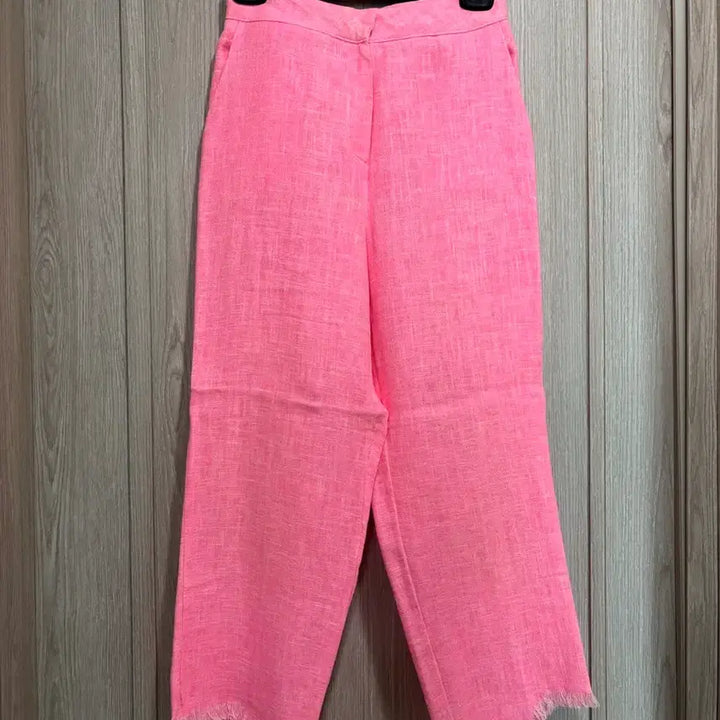 [BUNJANG] Pink Linen Cut-Detail Slacks / 핑크색 린넨 팬츠