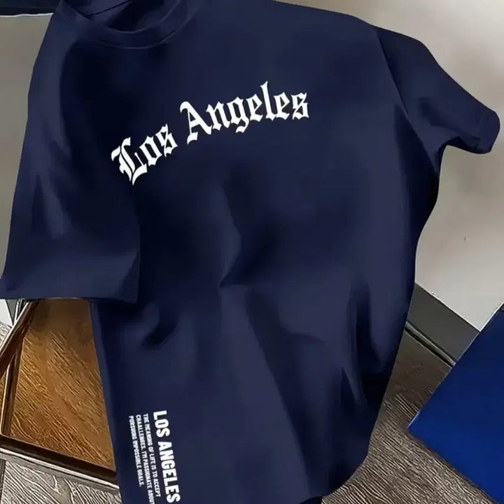 [BUNJANG] Navy Lettering Short Sleeve Cotton T-Shirt / 새상품 네이비 레티링 반팔면티셔츠