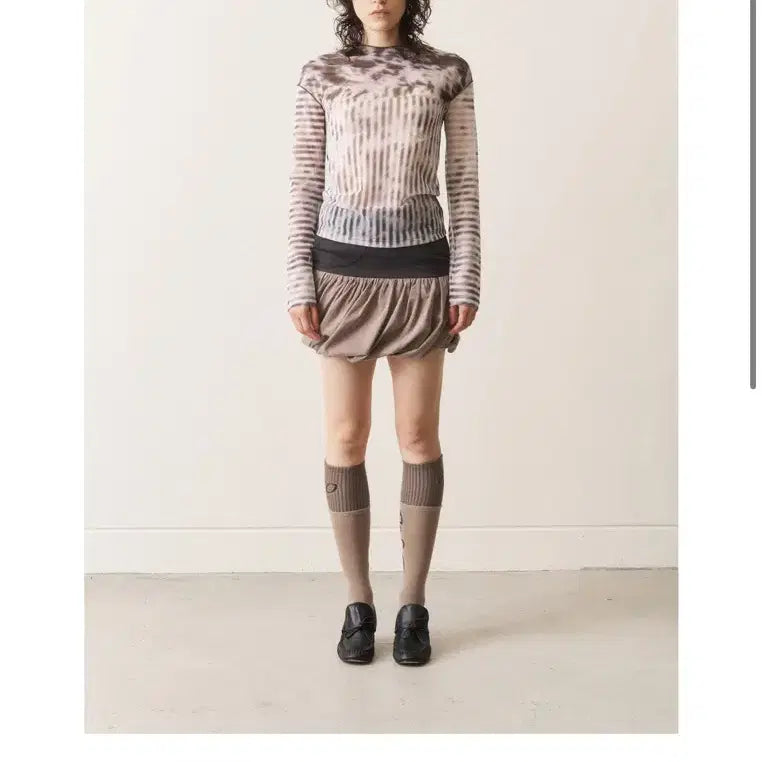 [BUNJANG] Odely Workshop Cowhide Stripe Mesh Tee / 오들리워크샵 Cowhide Stripe Mesh Tee