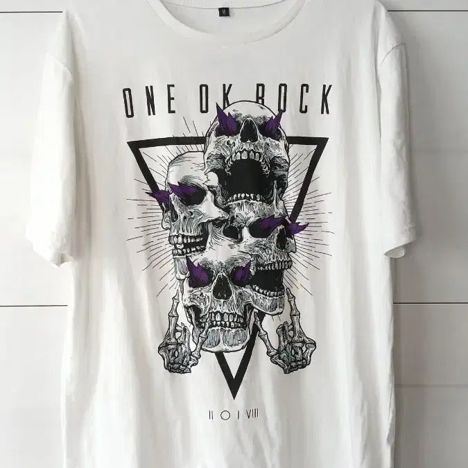 [BUNJANG] ONE OK ROCK Skull Graphic T-Shirt / ONE OK ROCK 해골 프린팅 반팔 티셔츠 M사이즈 기장약간길게나옴