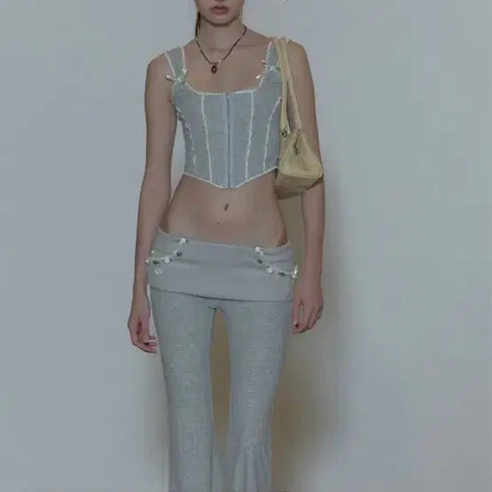 [BUNJANG] Sculptor Logo Terry Corset Tank Top - Grey S / 스컬프터 로지 테리 나시 코르셋 탑 그레이 s
