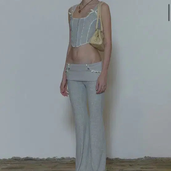 [BUNJANG] Sculptor Logo Terry Corset Tank Top - Grey S / 스컬프터 로지 테리 나시 코르셋 탑 그레이 s