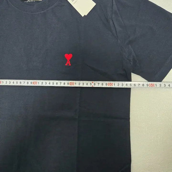 [BUNJANG] AMI Small Heart Short-Sleeve T-Shirt Navy L / 아미 스몰 하트 반팔티 네이비 L 새상품