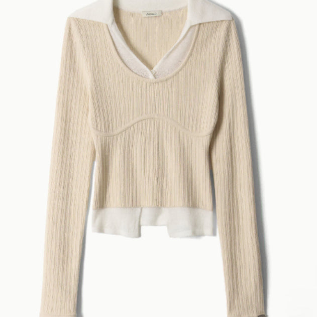[BUNJANG] AvieMoy Layered Collar Knit / 아비에무아 레이어드 카라 니트