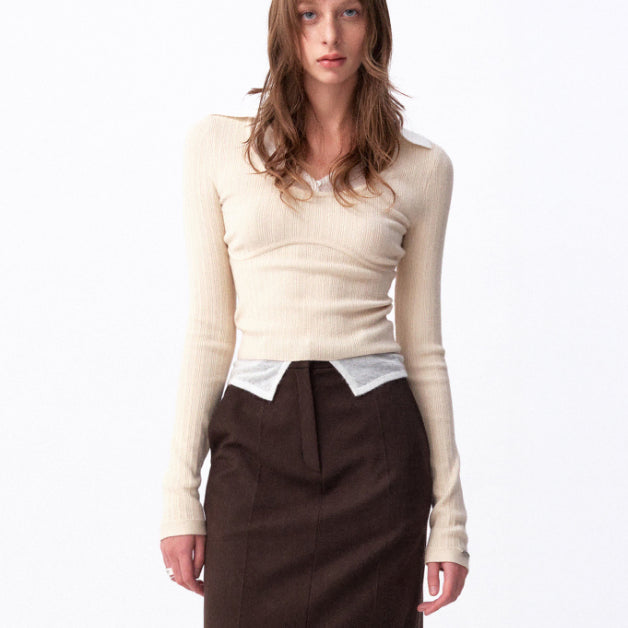 [BUNJANG] AvieMoy Layered Collar Knit / 아비에무아 레이어드 카라 니트