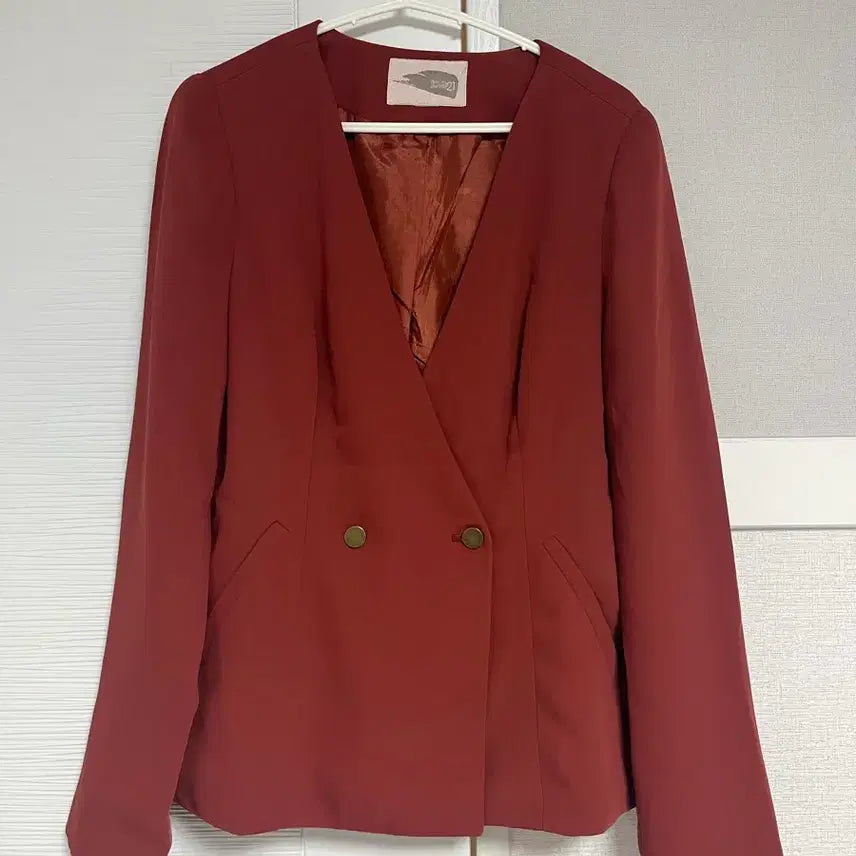 [BUNJANG] LOVE21 Vintage Mood Collarless One-Button Jacket / 빈티지 무드 LOVE21 노카라 원버튼 자켓