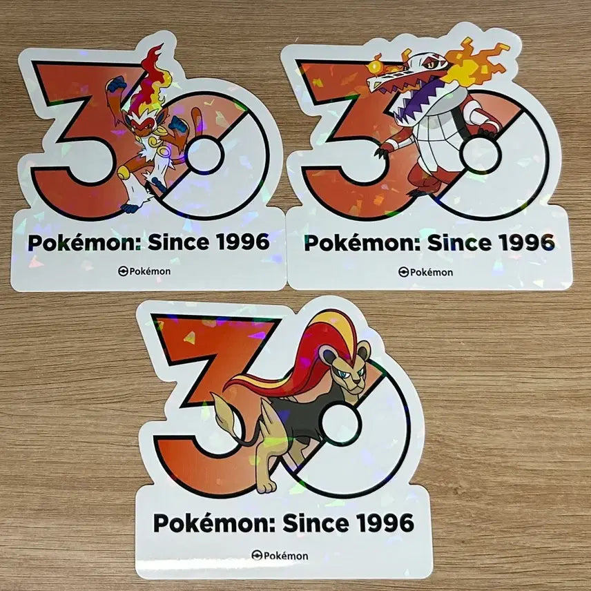 [BUNJANG] Pokemon 30th Anniversary Logo Sticker Set: Infernape, Pyroar, Skeledirge / [포켓몬 30주년 기념 로고 스티커]초염몽, 화염레오,라우드본
