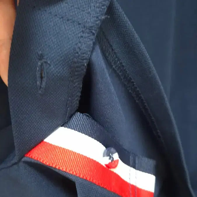 [BUNJANG] Navy Three-Stripe Accent Polo Shirt / 네이비 삼선 포인트 폴로티 100