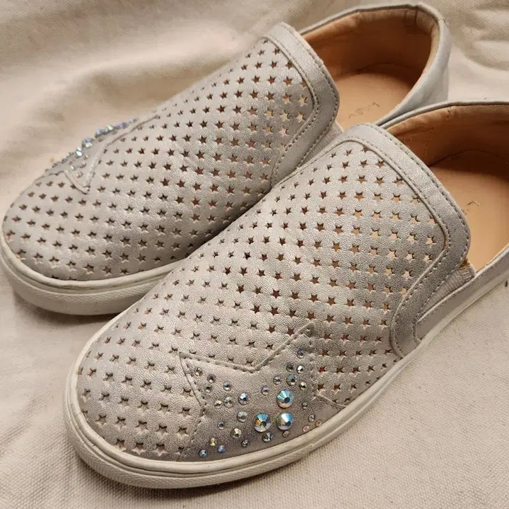 [BUNJANG] Elcanto Silver Cubic Star Slip-on Shoes Size 235 / 엘칸토 실버 별 큐빅 슬립온 235