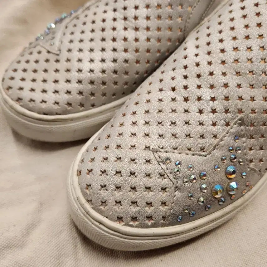 [BUNJANG] Elcanto Silver Cubic Star Slip-on Shoes Size 235 / 엘칸토 실버 별 큐빅 슬립온 235