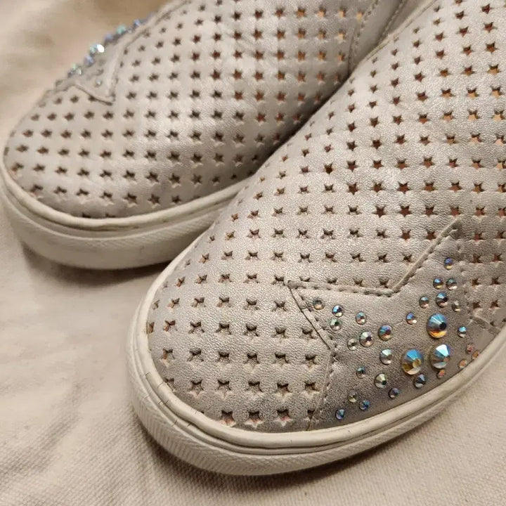 [BUNJANG] Elcanto Silver Cubic Star Slip-on Shoes Size 235 / 엘칸토 실버 별 큐빅 슬립온 235